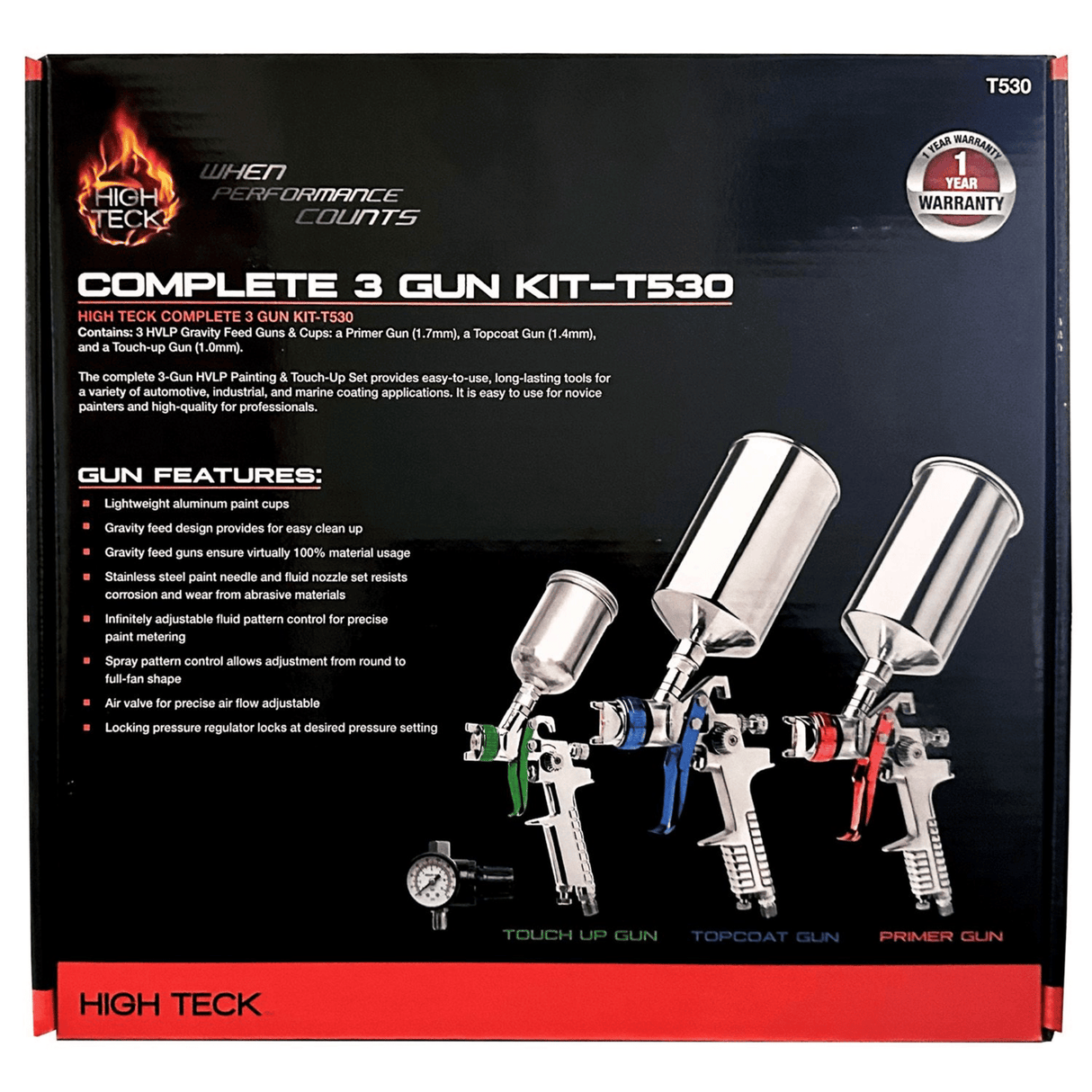 High Teck Performance Series Complete 3-Gun HVLP Paint and Touch Up Set