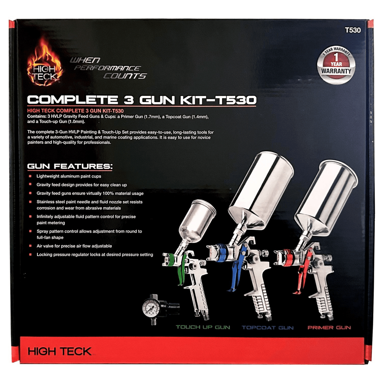 High Teck Performance Series Complete 3-Gun HVLP Paint and Touch Up Set